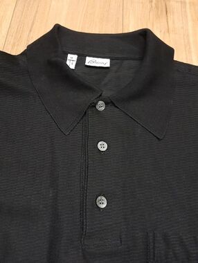 BRIONI Black Cotton Pocket Polo Shirt Men's Size Medium